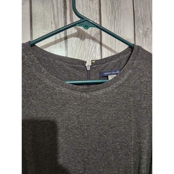 Tommy Hilfiger Dress Size 8 Midi Dark Gray Long Sleeve Zip Soft Zip Stretch - Picture 5 of 9